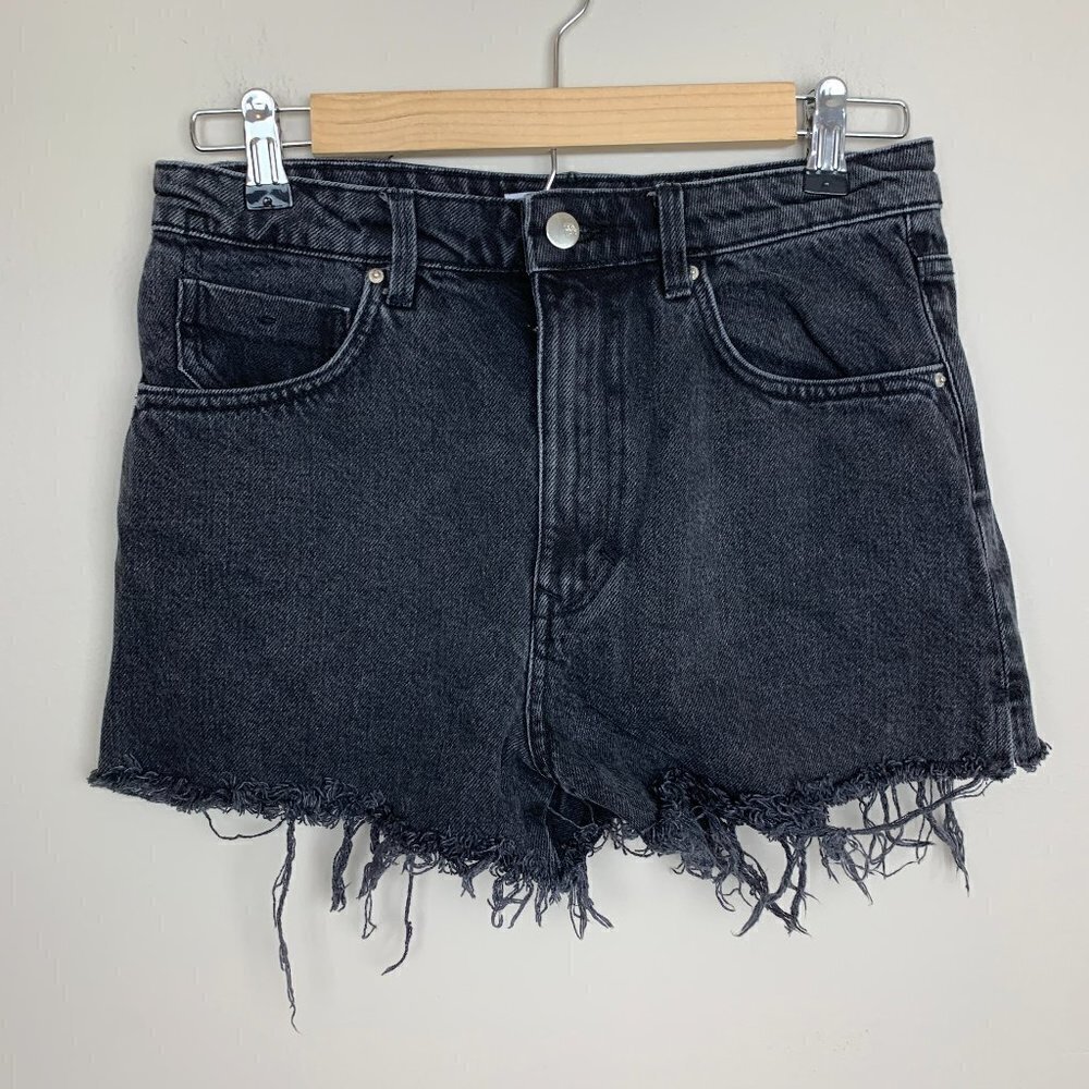 Zara Black Distressed High Waisted Jean Shorts - Size 6